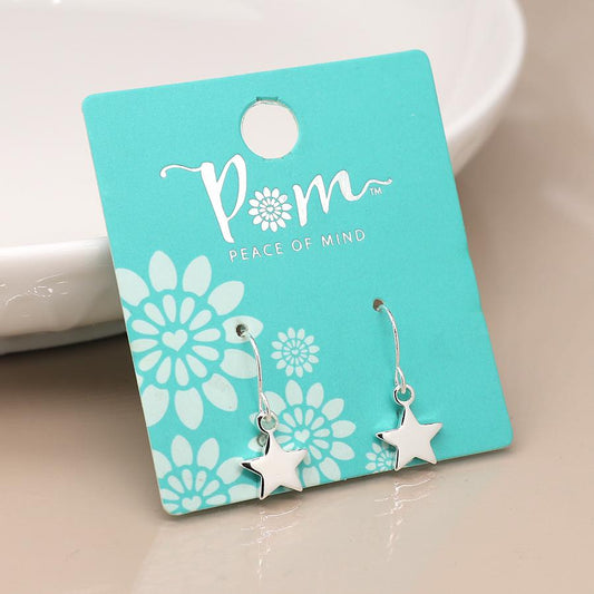 POM Silver Plated Star Drop Earrings