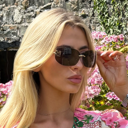 Brown & Gold Wraparound Sunglasses