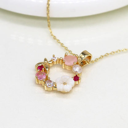 POM Golden Shell & Crystal Wreath Necklace