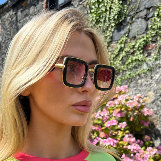Brown & Gold Sunglasses Red Arms