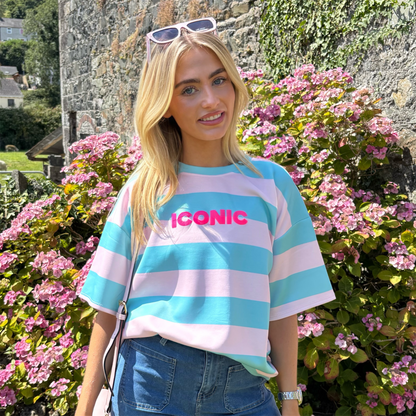 Pastel Iconic Stripe Tee – Pink & Turquoise Top