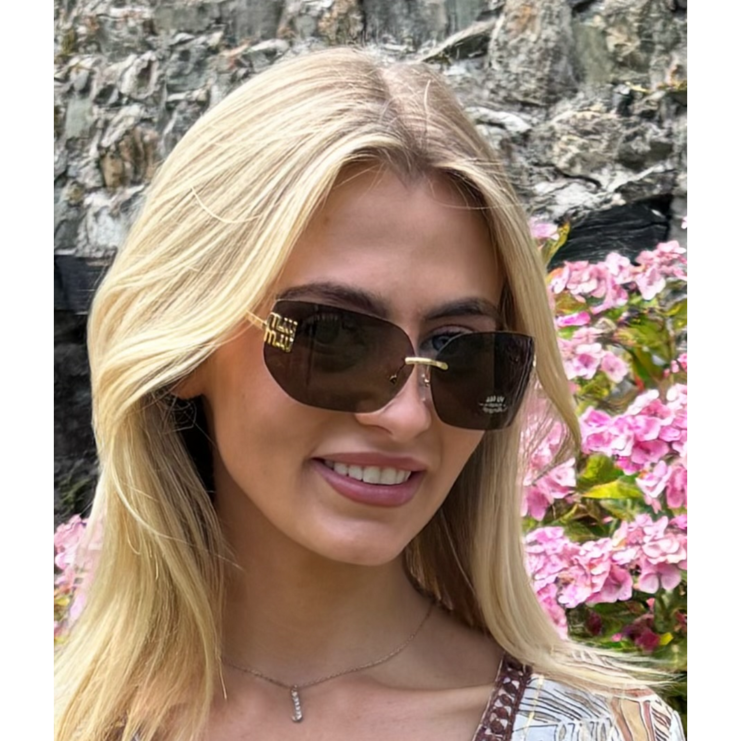 Brown & Gold Wraparound Sunglasses