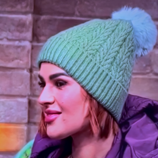 POM Green Cable Knit Bobble Hat