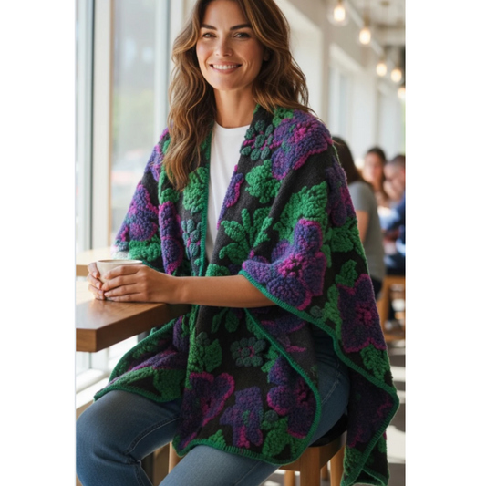 Oversized Wool Embroidery Cape Gilet (2 Colours)