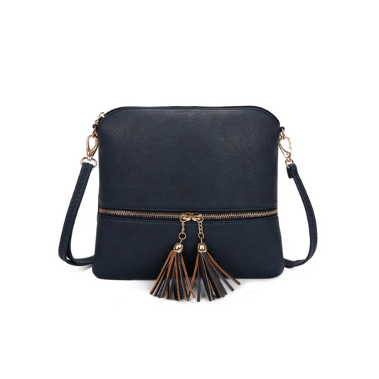 Navy Tassle Crossbody Bag