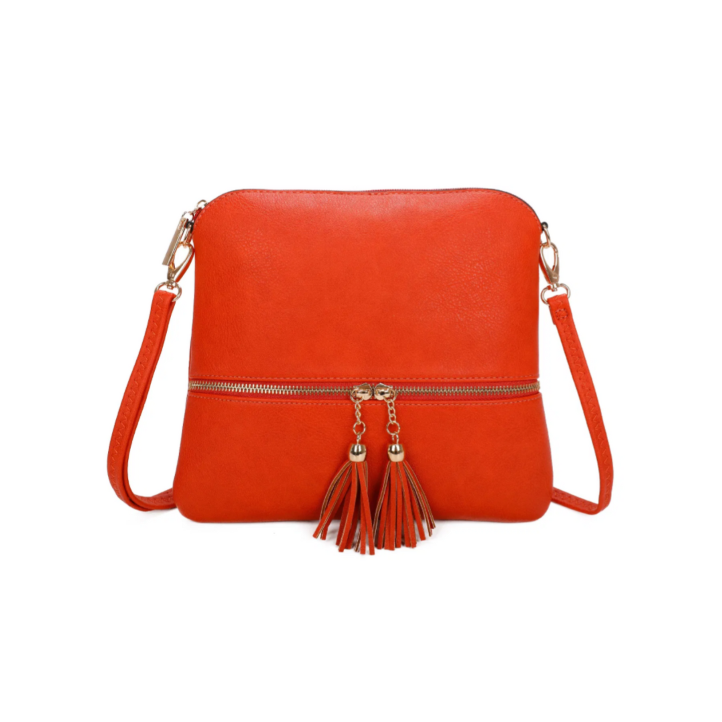 Orange Tassle Crossbody Bag