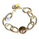 Gold Curbed Bracelet with Brown Ball