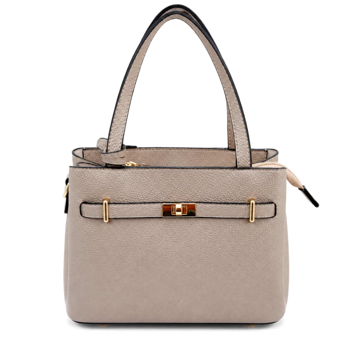 Champagne Metallic Tote & Crossbody Handbag