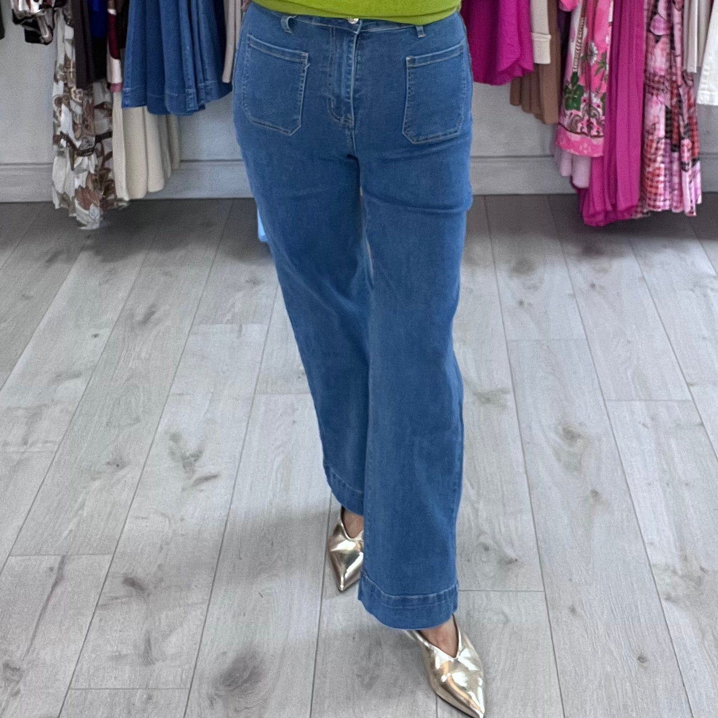 Tammy Light Blue Denim Straight Leg Jeans Front Pockets