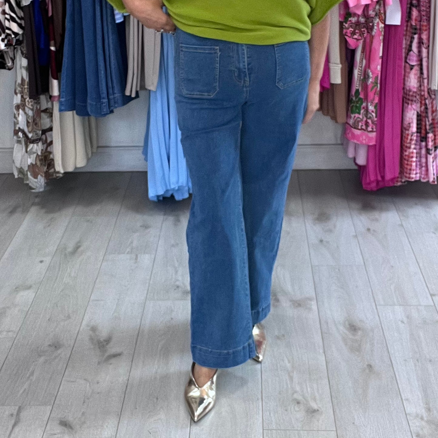 Tammy Light Blue Denim Straight Leg Jeans Front Pockets