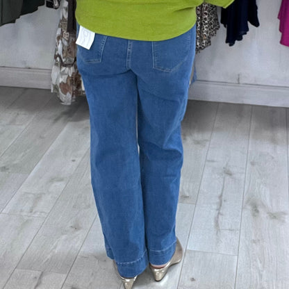 Tammy Light Blue Denim Straight Leg Jeans Front Pockets