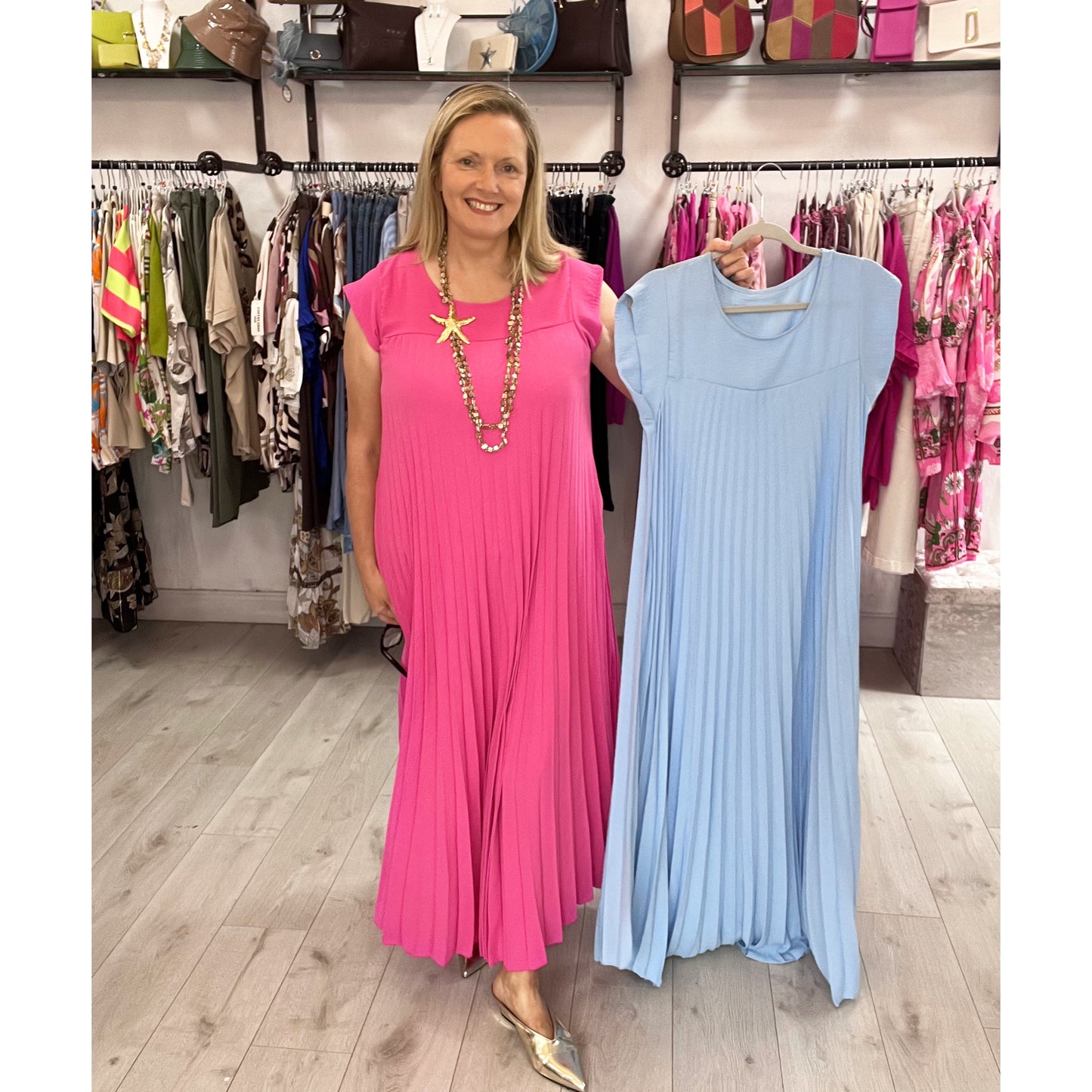 Dearbhla Long Pleated Maxi Dress Cerese