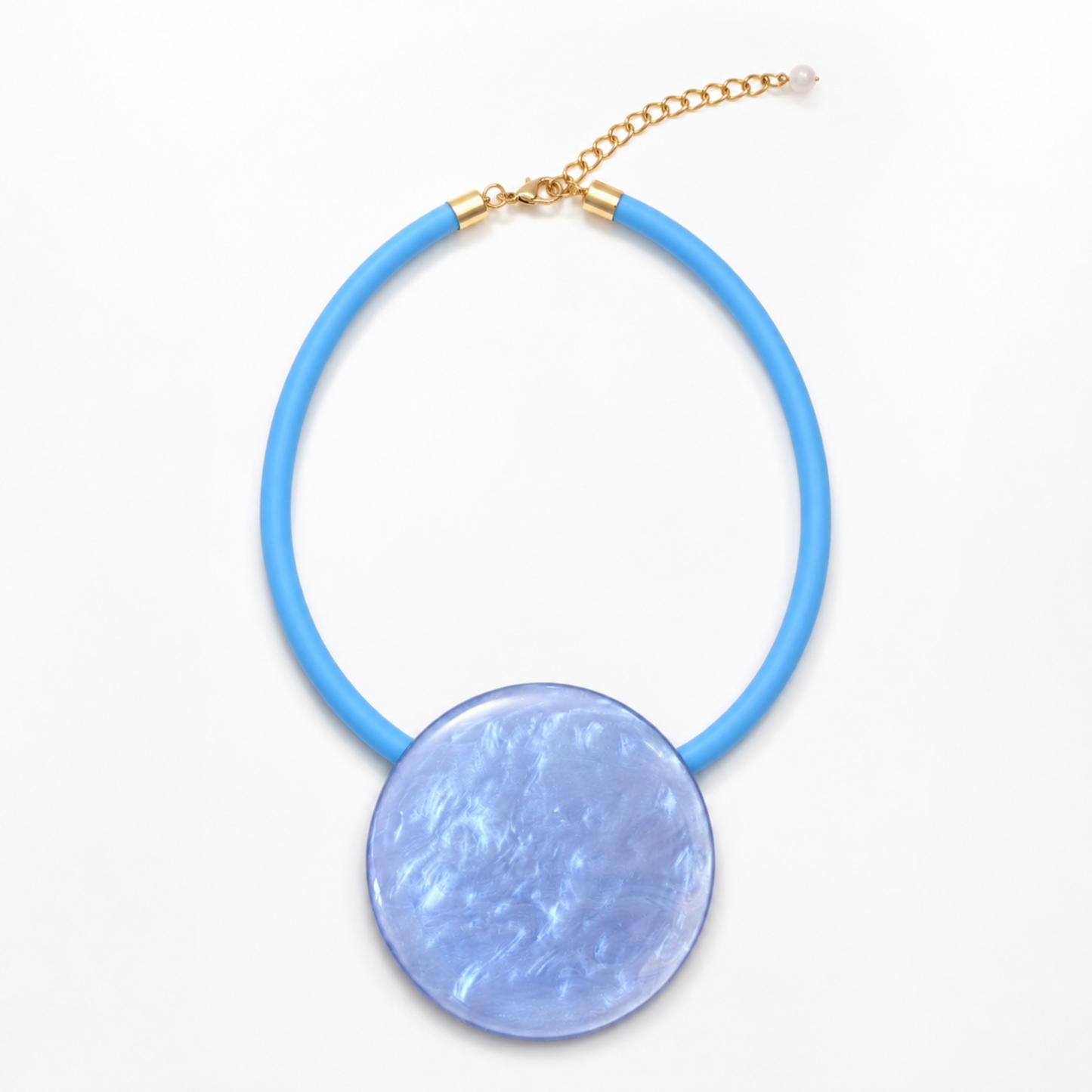 Blue Resin Circle Statement Necklace