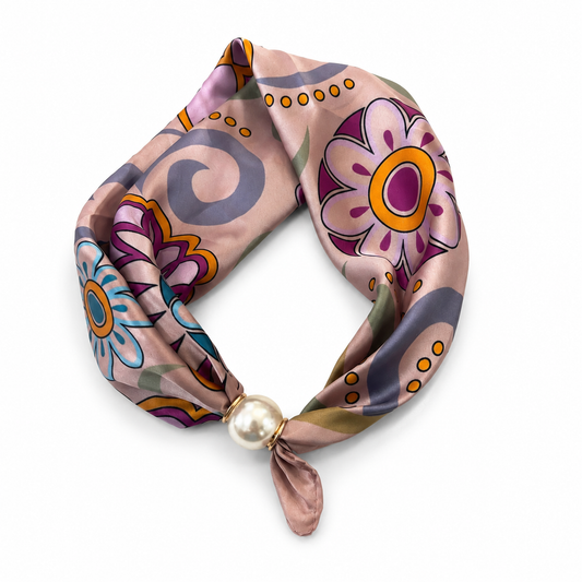 Pearl Magnetic Scarf Dusty Print Design