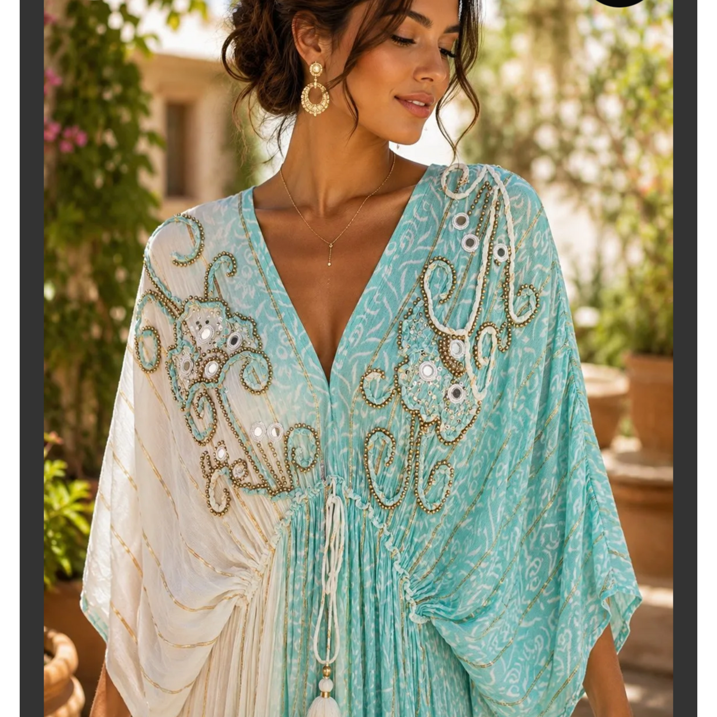 Aqua & Cream Boho Maxi Dress (PRE-ORDER)