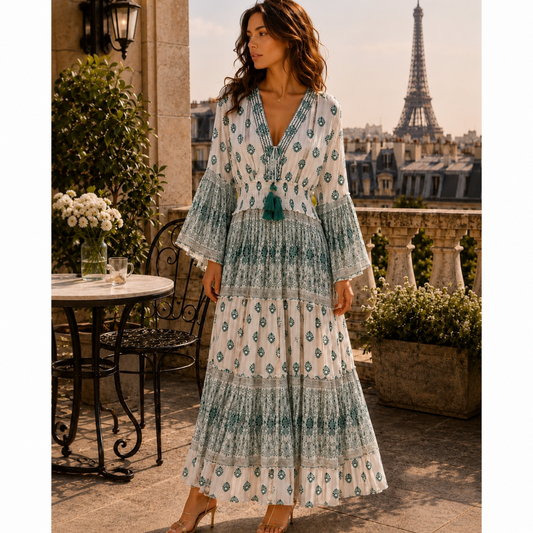 Bohemian Maxi Dress Green (PRE-ORDER)