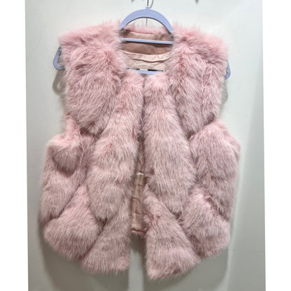 Powder Pink Faux Fur Diamond Gilet Jacket