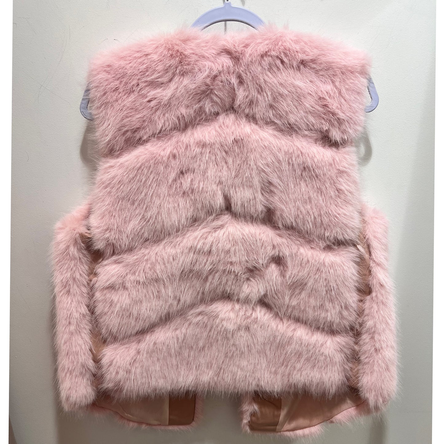 Powder Pink Faux Fur Diamond Gilet Jacket