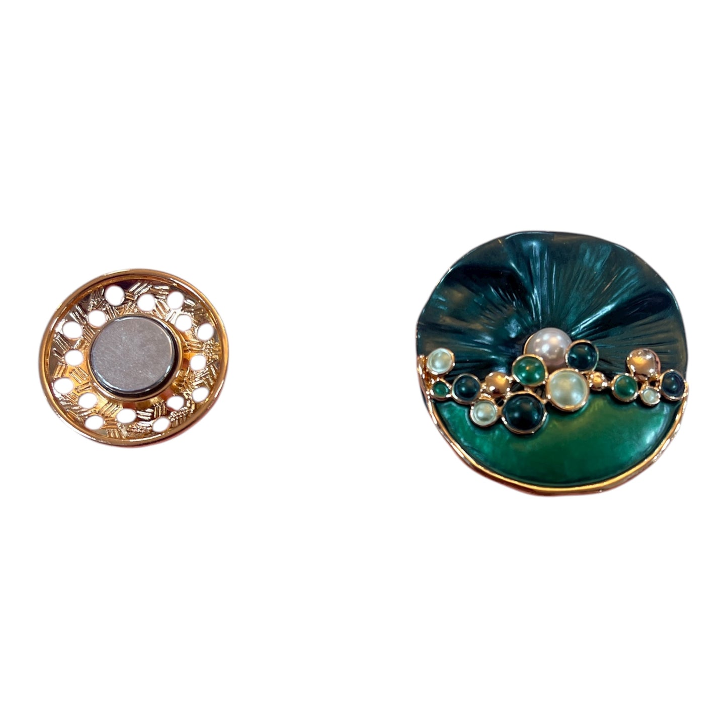 Magnetic Brooch Emerald Green & Gold