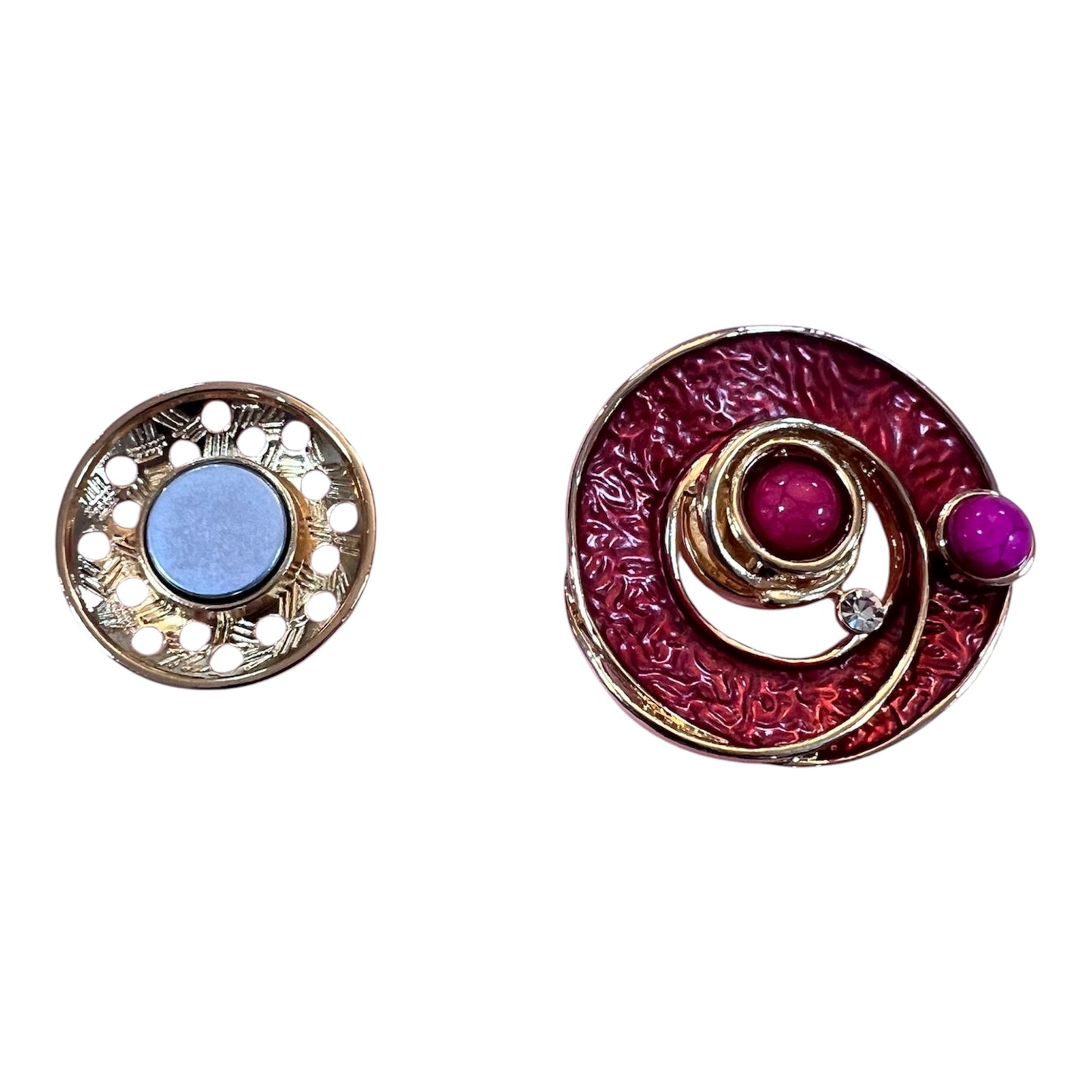 Magnetic Brooch Pink & Gold Circle