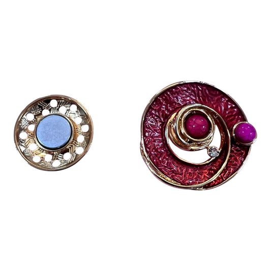 Magnetic Brooch Pink & Gold Circle