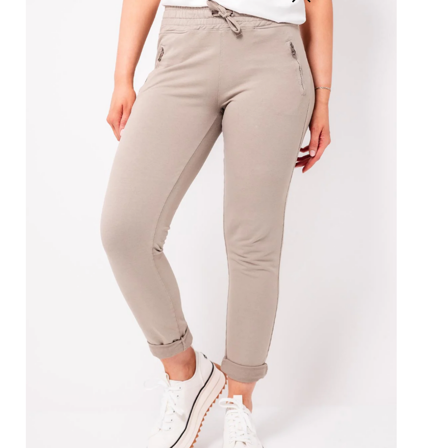 DECK Beige Elasticated Jogger Bottoms