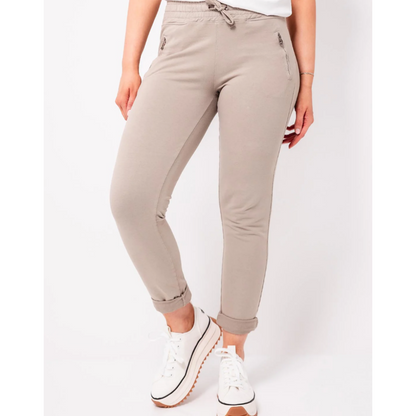 DECK Beige Elasticated Jogger Bottoms