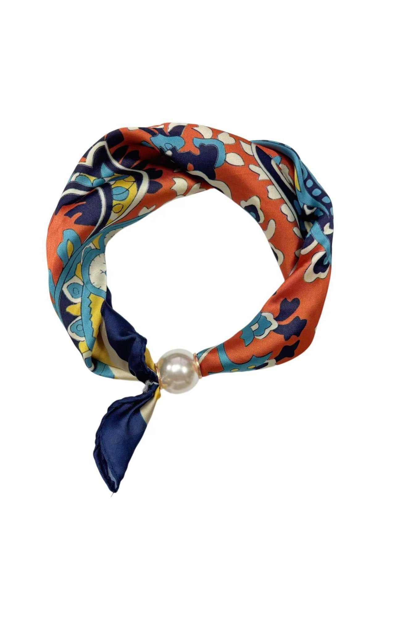 Neck Scarf Magnetic Pearl Navy & Mustard