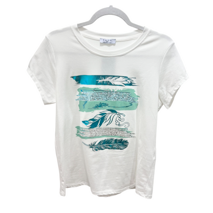 DECK Off White T-Shirt Mint & Silver Design