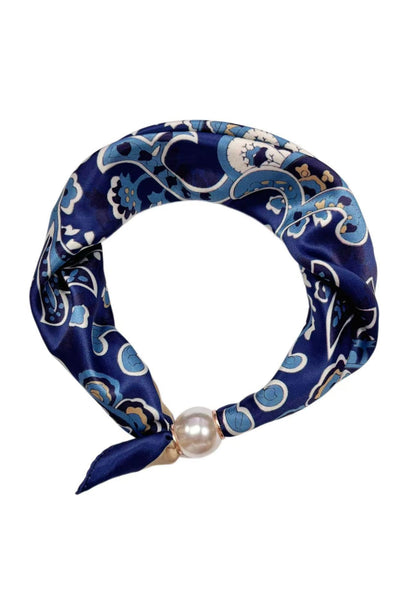 Neck Scarf Magnetic Pearl Navy Paisley