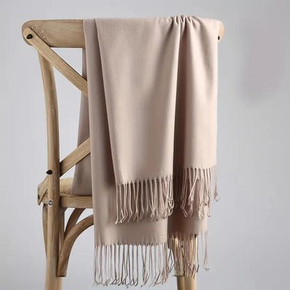 Taupe Fringed Pashmina