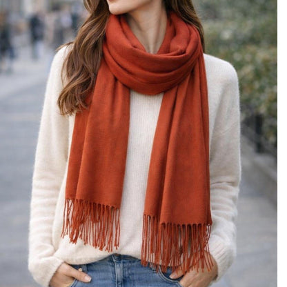 Rust Fringed Pashmina