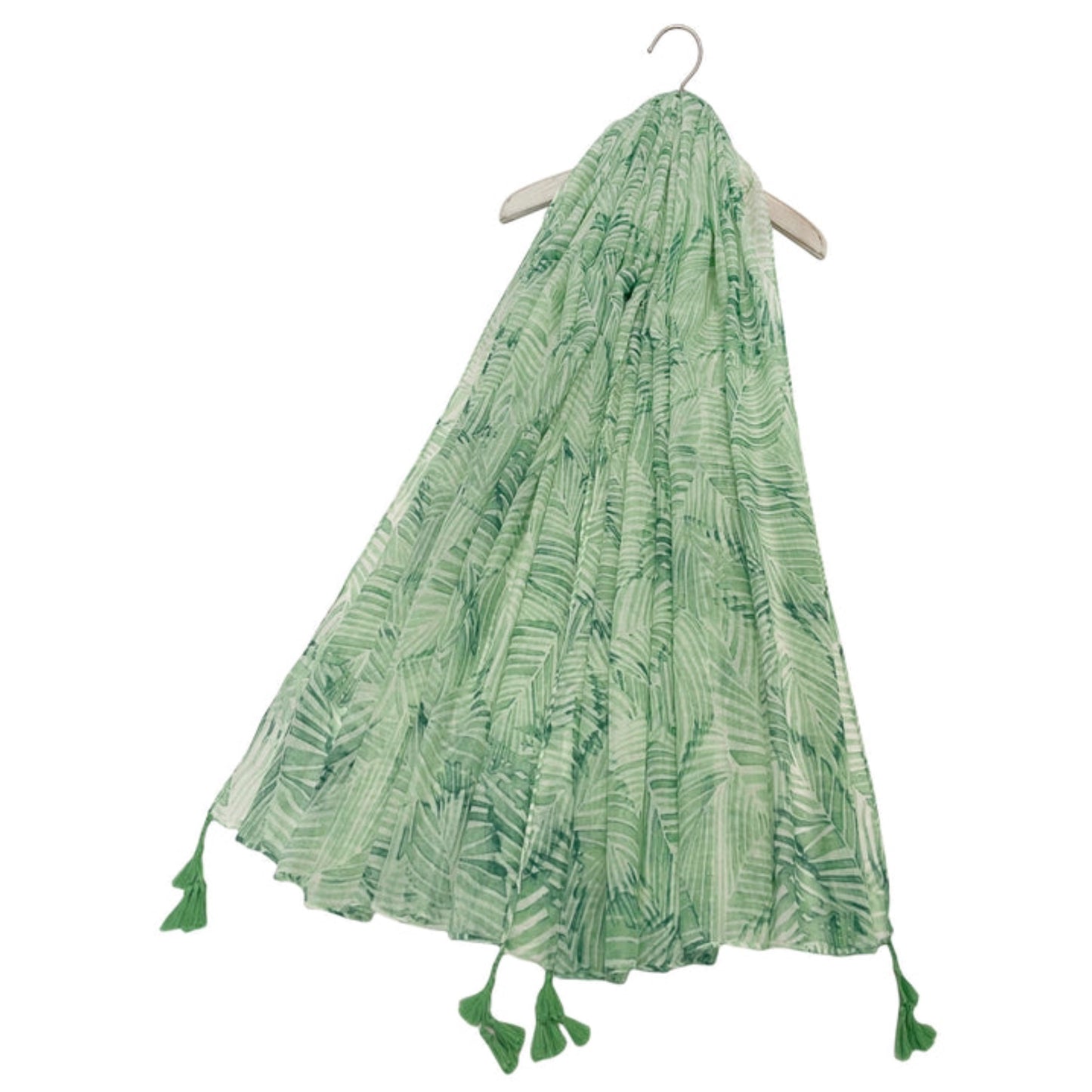 Palm Tree Mint Pastel Tassle Scarf