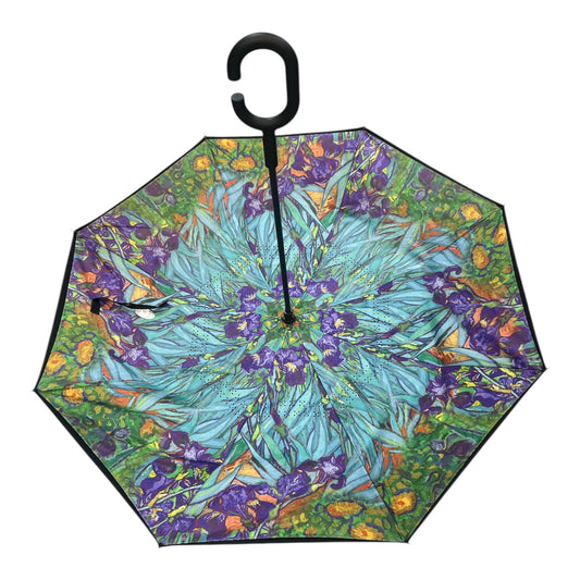 Upside Down Umbrella Purple Flowers