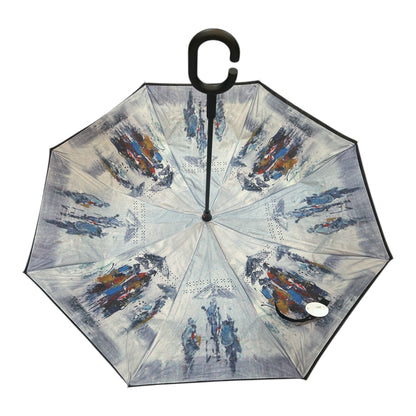 Upside Down Umbrella Rainy Day Scene