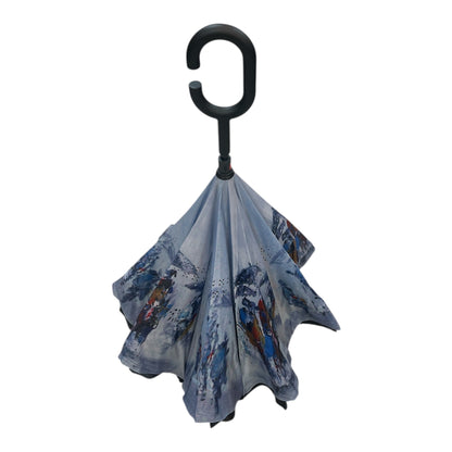 Upside Down Umbrella Rainy Day Scene