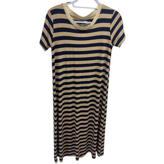 DECK Striped Short Sleeved Dress Navy & Gold