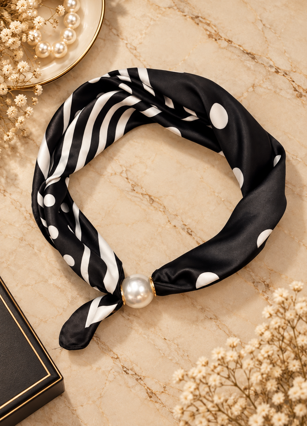 Magnetic Scarf Polka Dot Black & White