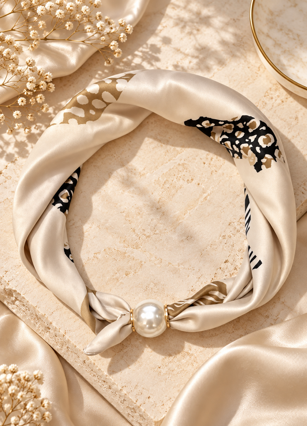 Magnetic Neck Scarf Cream & Animal Print