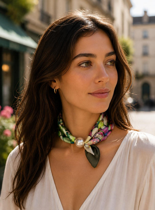 Magnetic Scarf Green Multicoloured Design