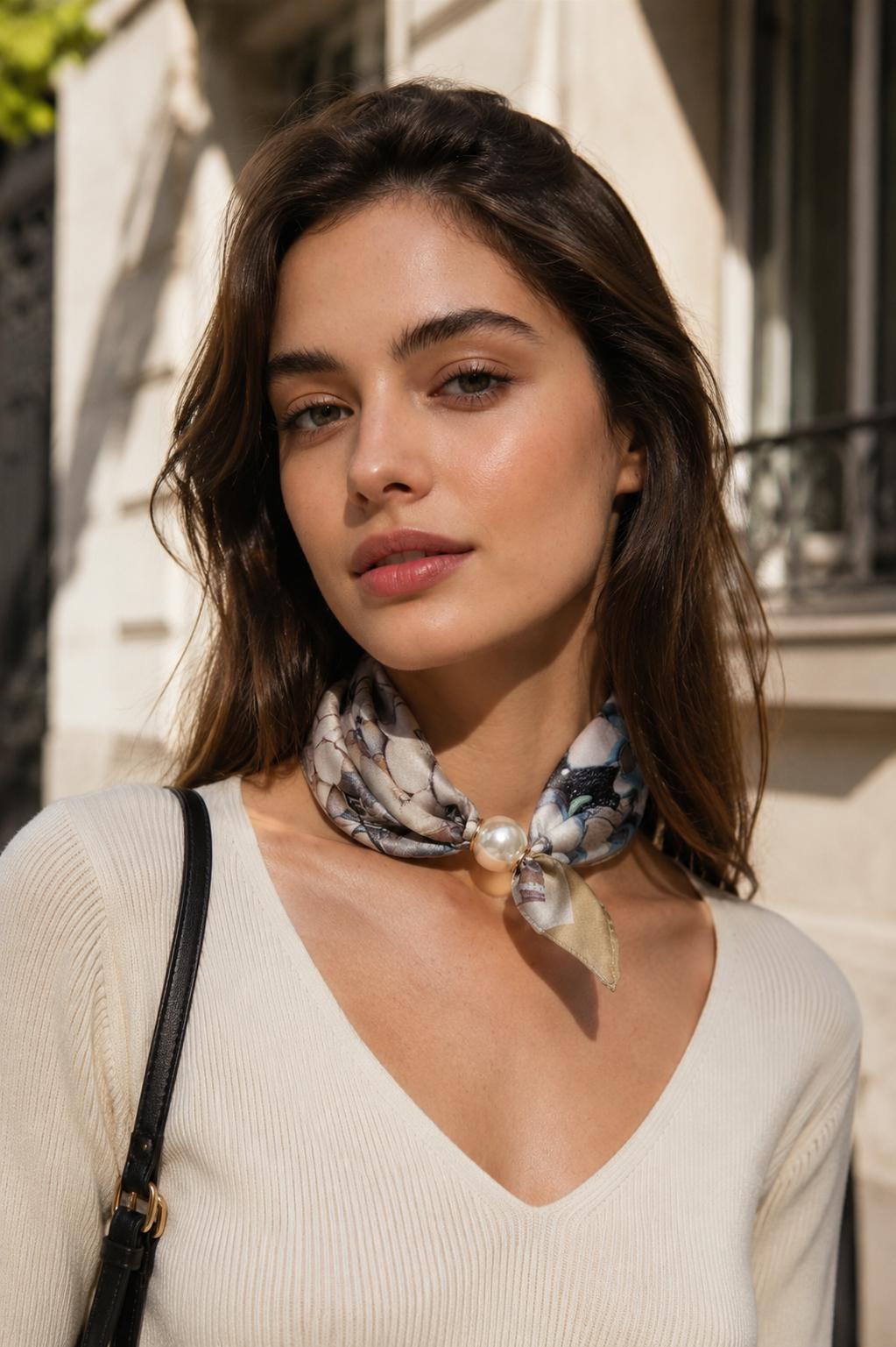 Magnetic Scarf Beige/Turquoise Multicoloured