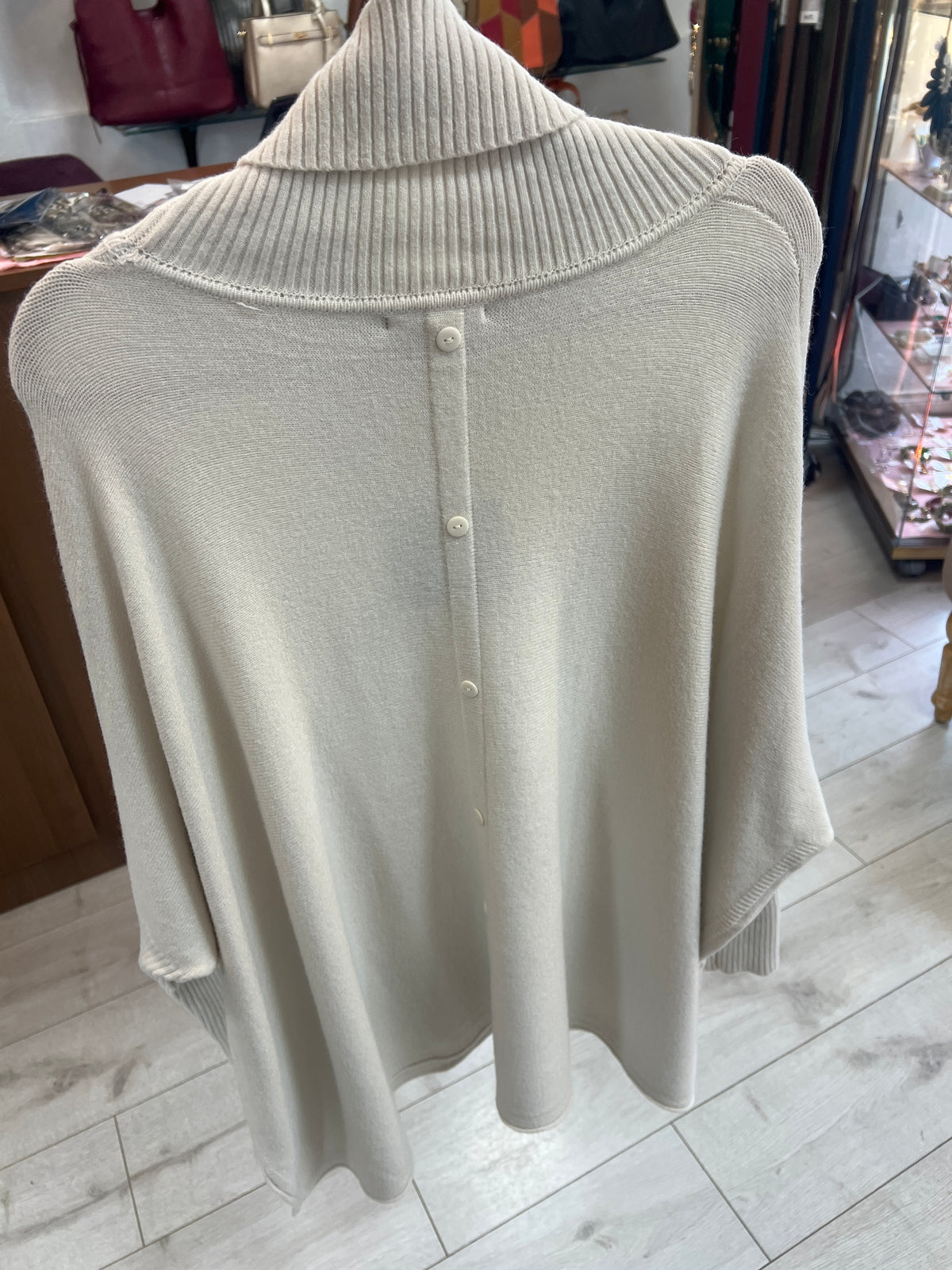 DECK Oversized Polo Neck Jumper Light Beige