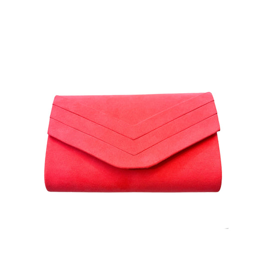 Bright Coral Suedette Clutch