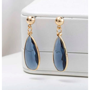 Grey Crystal & Gold Drop Earrings