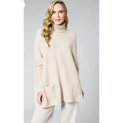 DECK Oversized Polo Neck Jumper Light Beige