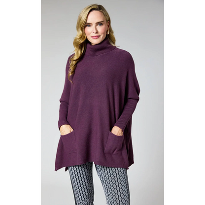DECK Oversized Polo Neck Jumper Mulberry