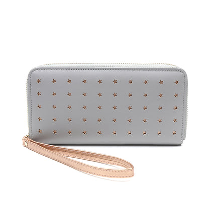 POM Faux Leather Wrist Strap Star Wallet