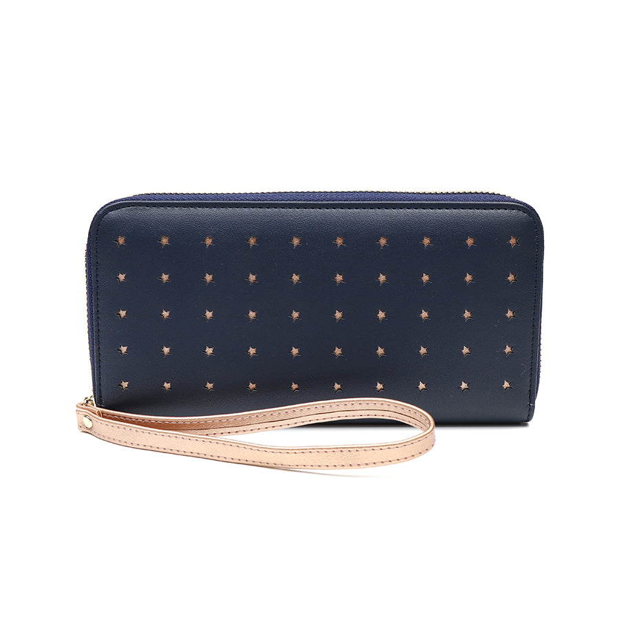 POM Faux Leather Wrist Strap Star Wallet