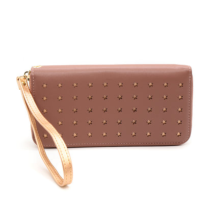 POM Faux Leather Wrist Strap Star Wallet