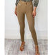 Taupe High Waisted Stretch Jeggings/Button Detail